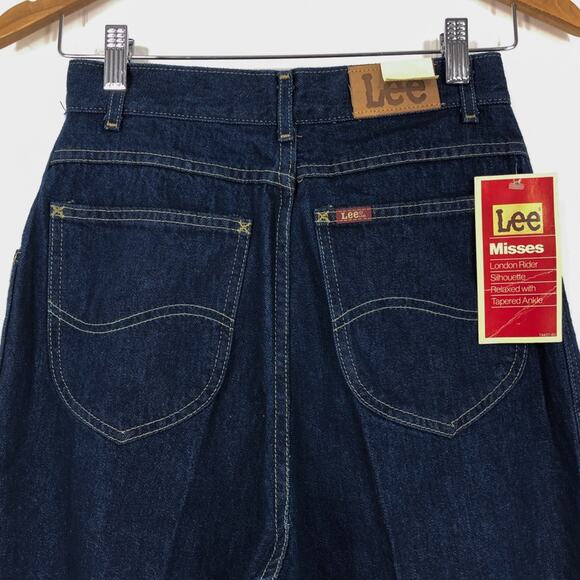Lee VTG 80s Relaxed Tapered Ankle Pleated Jean Deadstock Size 10 Dark Blue - Picture 6 of 15